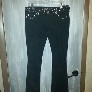 Black jeans with rhinestones